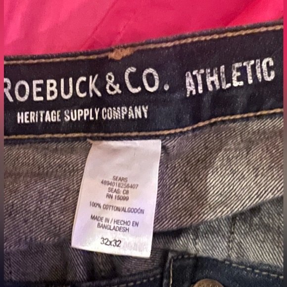 Roebuck And Co. Heritage Supply Company NWOT Athletic Dark 32X32 Stressed Jeans - Picture 2 of 10